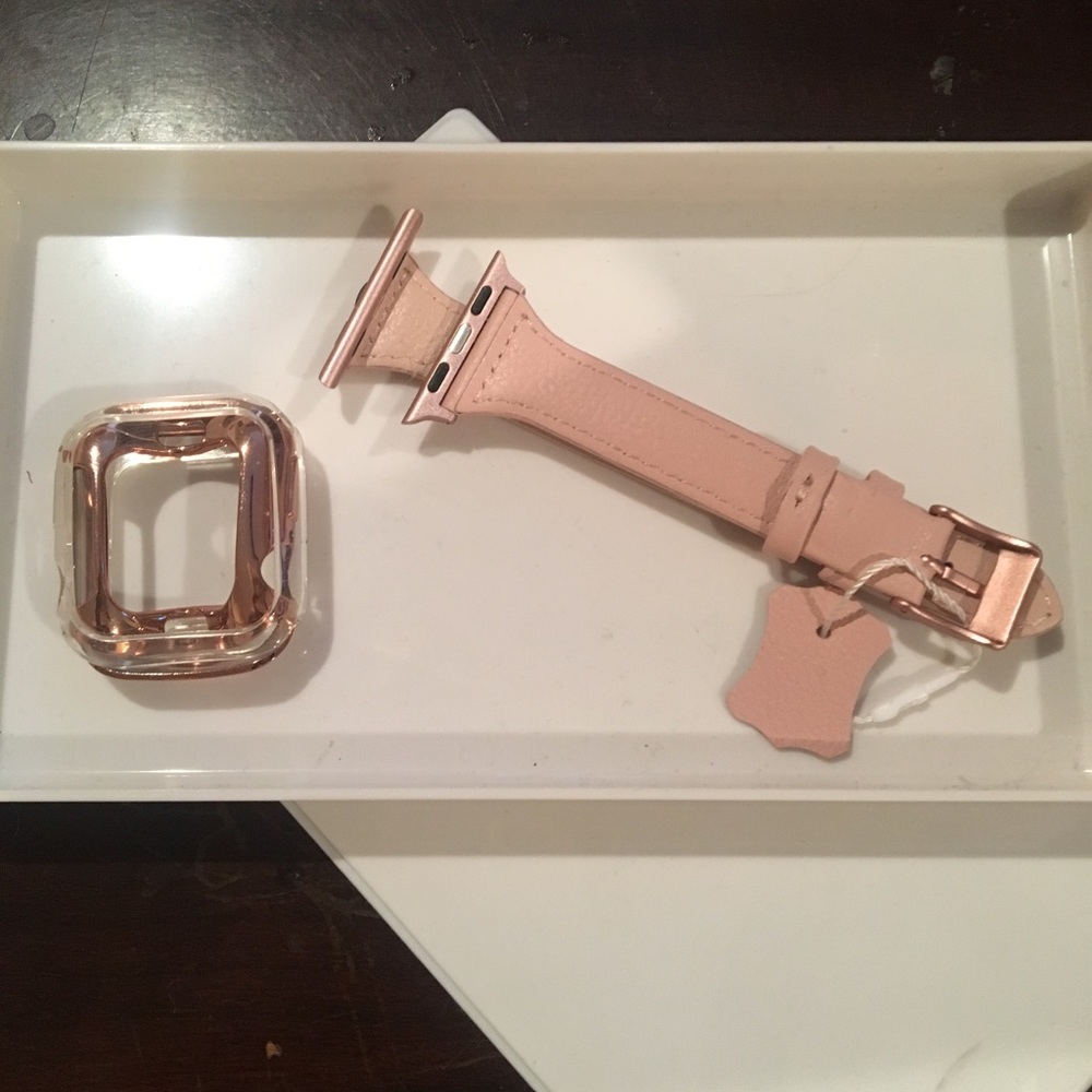 Genuine Leather iWatch Strap, Rose Gold